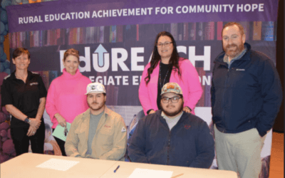 TSTC alums sign with Oncor during assembly at Throckmorton Collegiate ISD
